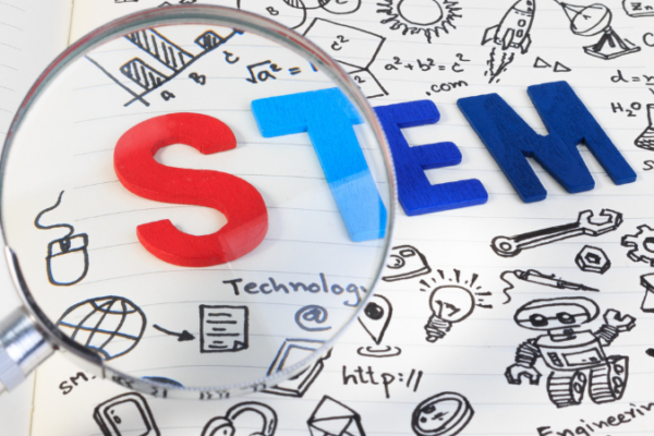 STEM big under a magnifying glass