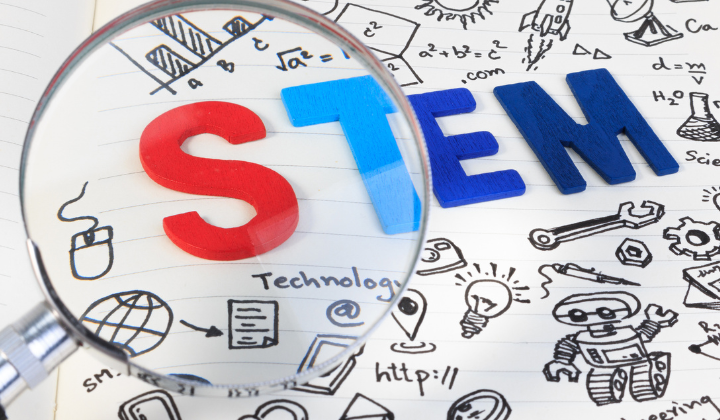 STEM big under a magnifying glass