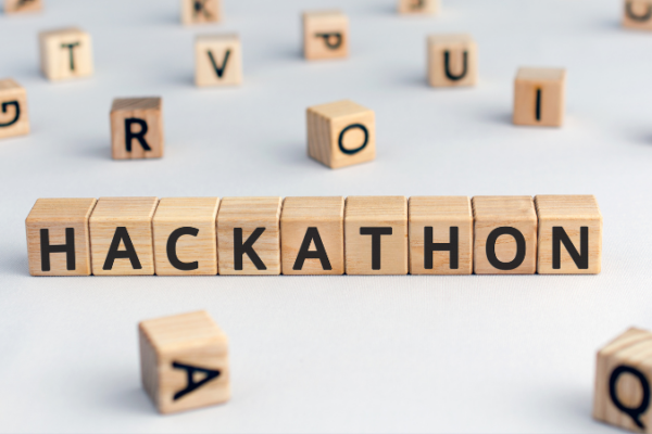 Letter blocks that spell out Hackathon