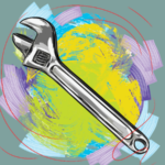 A drawing of a wrench