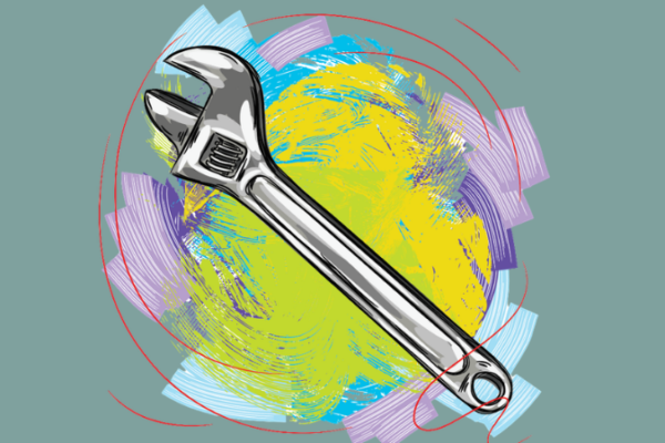 A drawing of a wrench