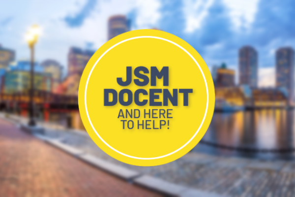 An image of the JSM Docent button, which says "JSM Docent and here to help!"