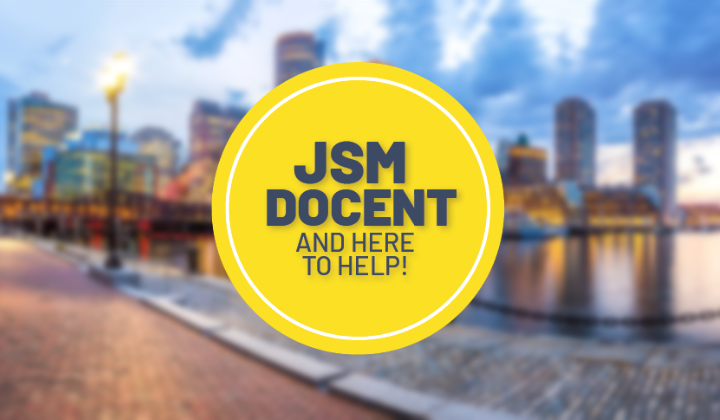 An image of the JSM Docent button, which says "JSM Docent and here to help!"