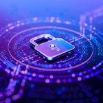 A graphical representation of data with a lock in the middle.