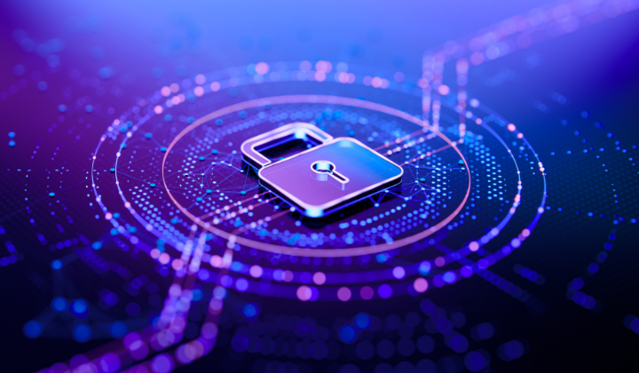 A graphical representation of data with a lock in the middle.