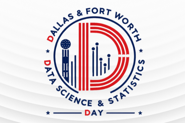 Dallas & Fort Worth Data Science & Statistics Day Logo (red and blue, including graphical representations of data and the Dallas skyline)