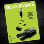Cover of Significance magazine for July with a trail of beer bottles behind a runner and the headline "Chug Run Repeat"