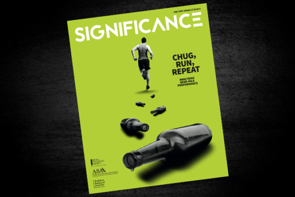 Cover of Significance magazine for July with a trail of beer bottles behind a runner and the headline "Chug Run Repeat"