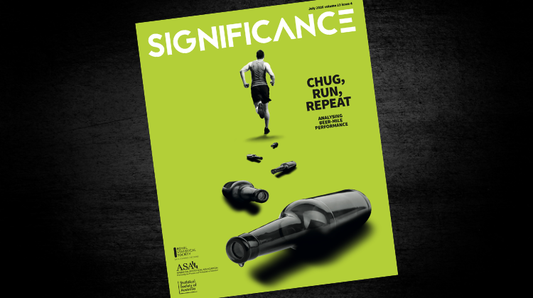 Cover of Significance magazine for July with a trail of beer bottles behind a runner and the headline "Chug Run Repeat"